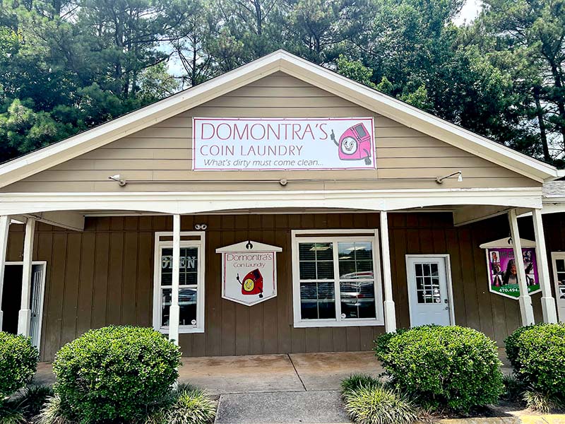 Entrance to Domontras Coin Laundry in Union City, GA.