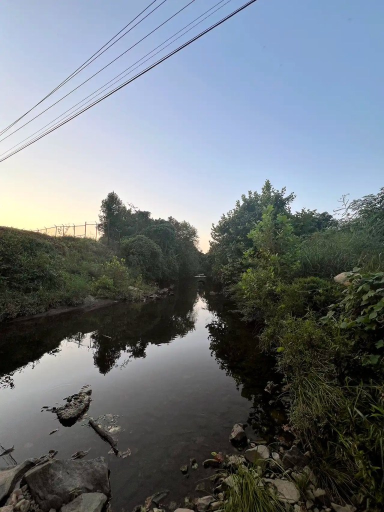 View of metro Atlanta's Flint River before it flows underneath an overpass, south of Hartsfield-Jackson Atlanta International Airport.