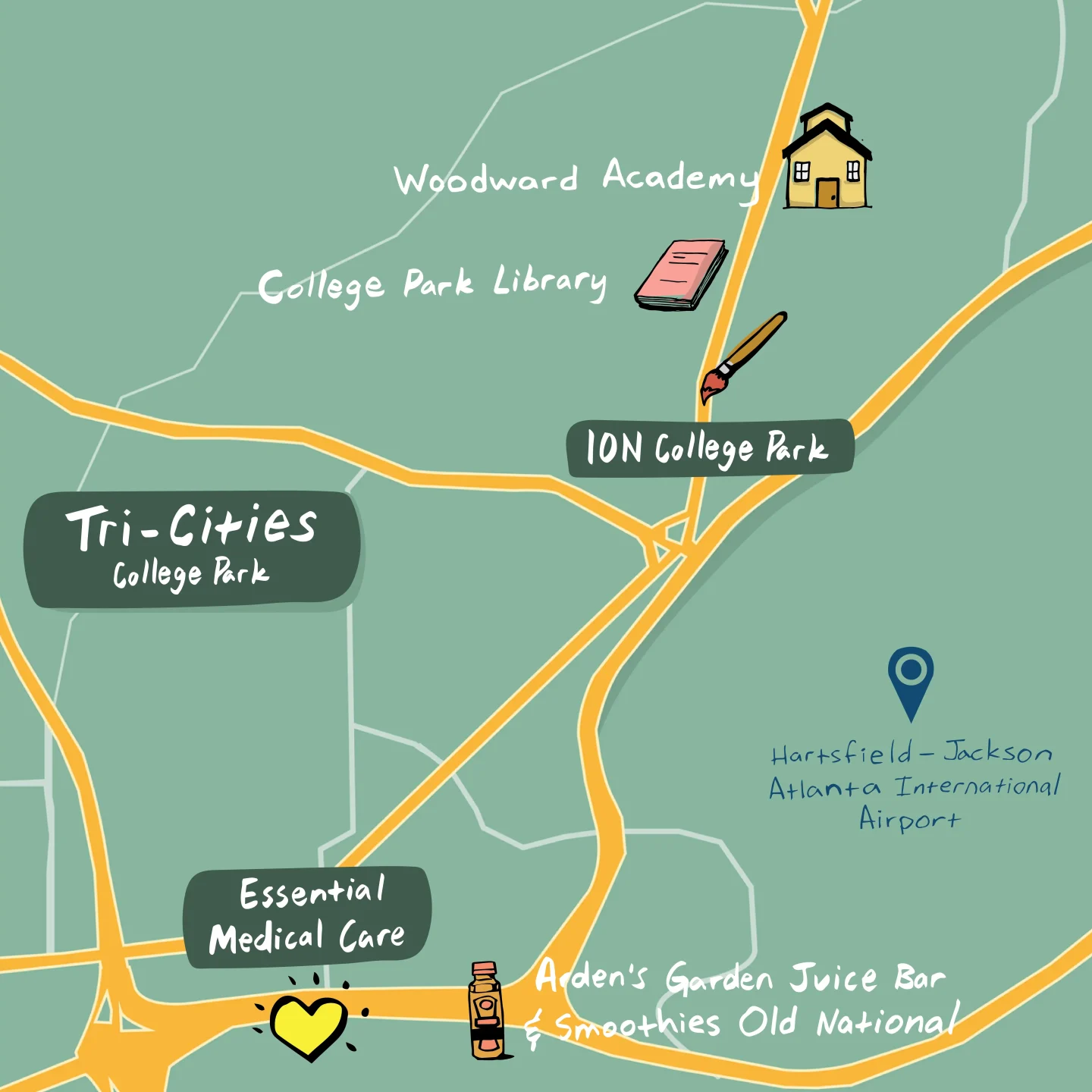 Tri-Cities Map College Park