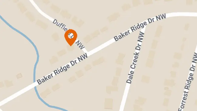 A map indicating the location of 2851 Baker Ridge Dr.