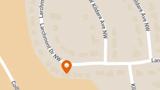 A map indicating the location of 558 Larchmont Dr.