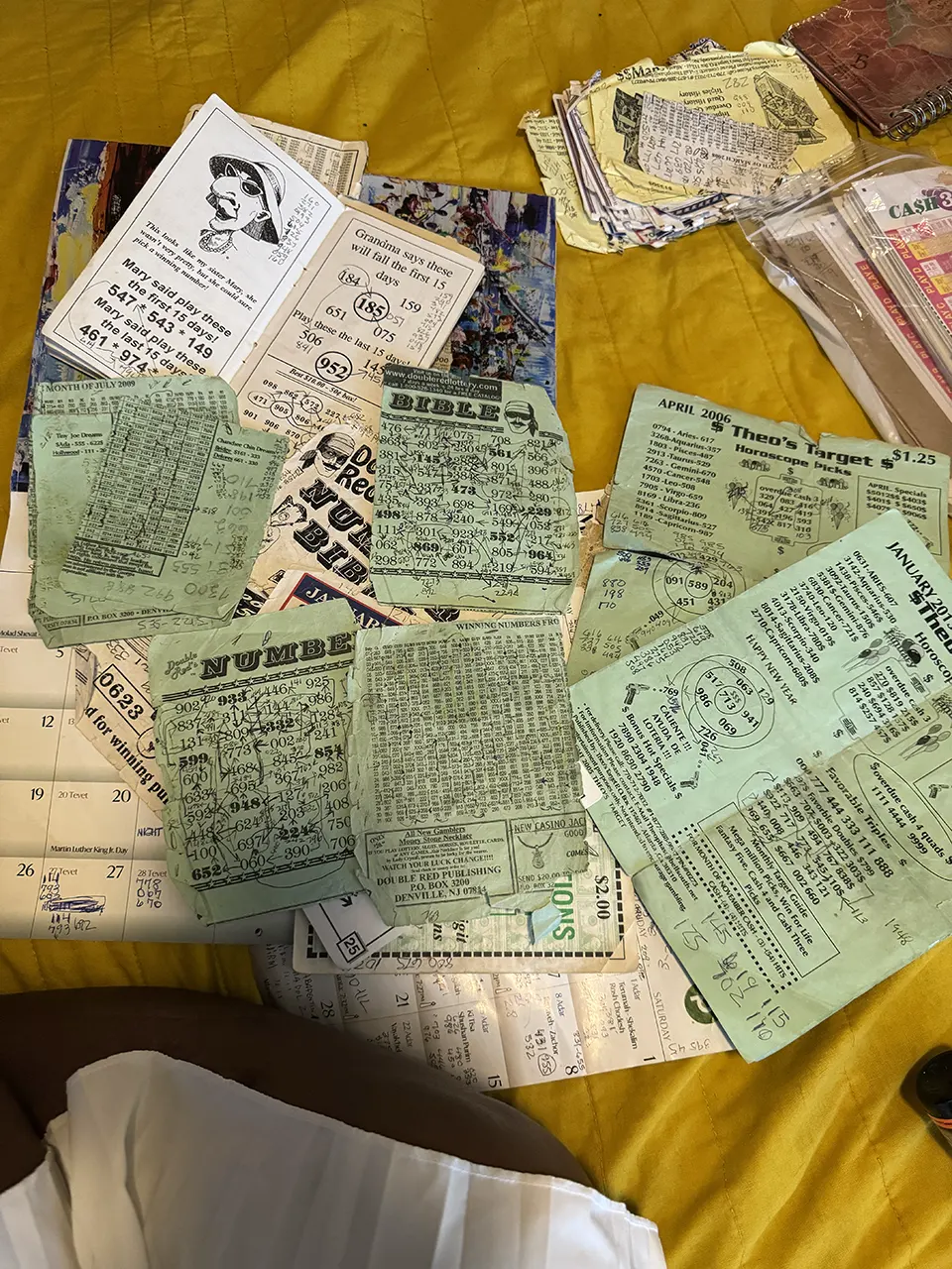 A pile of old lottery tickets.