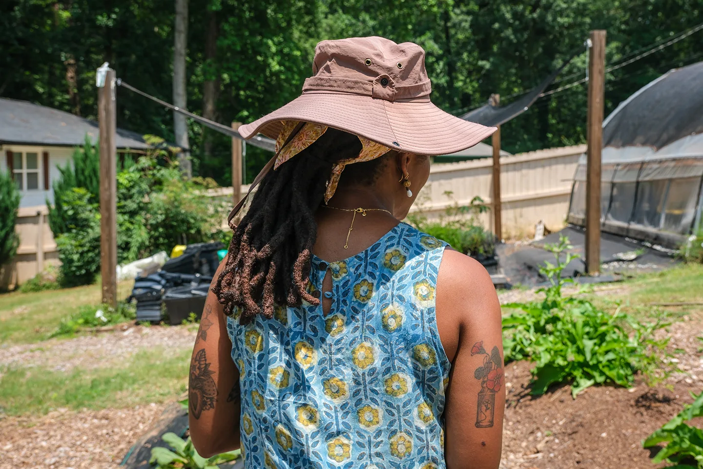 Patty Lacrete surveys the land at Bed Head Plant Nursery and Herb Farm, located in metro Atlanta.